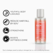 Joico YouthLock Shampoo Formulated with Collagen Youthful Body Bounce Reduce Breakage Frizz Free of SLS SLES Sulfates 1.70 Fl Oz