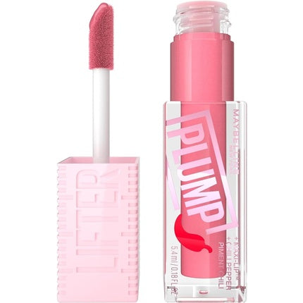 Maybelline New York Lifter Plump Lip Gloss Lasting Plump Heated Formula with Hyaluronic Acid and Chilli Pepper XL Wand Vegan Formula Shade 003 Pink Sting