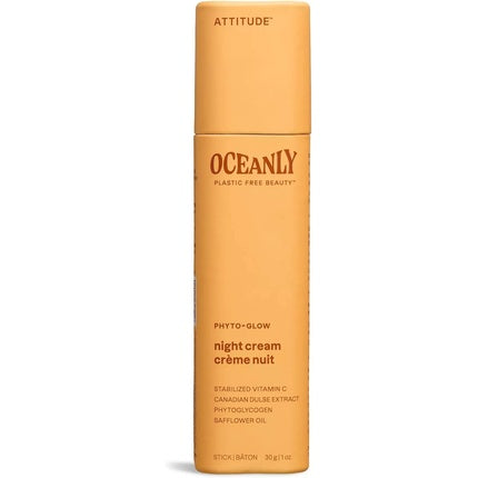 ATTITUDE Oceanly Night Cream Stick EWG Verified Plant and Mineral-Based Ingredients Vegan Skin Care Products PHYTO GLOW Unscented 30 grams