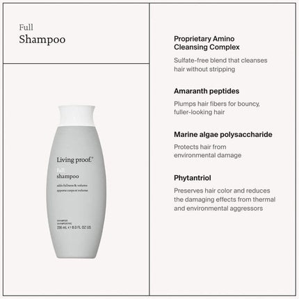 Living Proof Full Haircare Shampoo & Conditioner Transform Fine Flat Hair Fullness Thickness Volumizing Paraben Free Silicone Free Vegan Shampoo 60ml