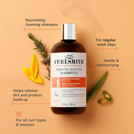 Curlsmith Essential Moisture Cleanser Gentle Nourishing Shampoo for Wavy Hair