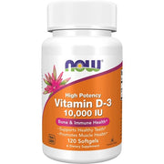 NOW Supplements Vitamin D-3 10,000 IU Structural Support 120 Softgels