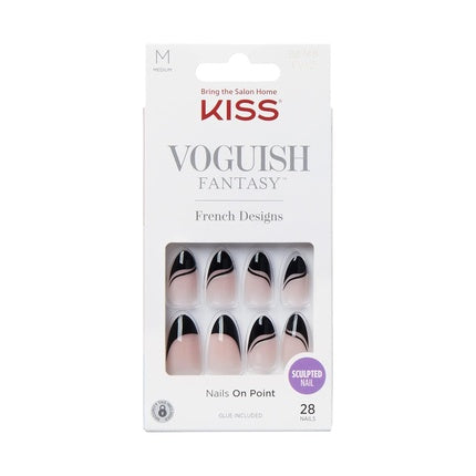 KISS Voguish Fantasy Press On Nails 'Magnifique' Black Medium Size Almond Shape