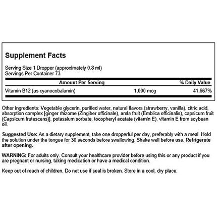 Swanson Vitamin B-12 Sublingual Liquid 1000mcg 2 fl oz (59ml)
