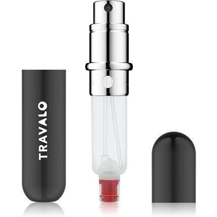 Travalo Classic HD Perfume Atomizer Genie-S TSA Approved Travel Perfume Bottle Refillable Reusable Airtight Easy-Fill Mini Pump Sprayer Lightweight Elegant Design with Volume Window Black 0.17oz