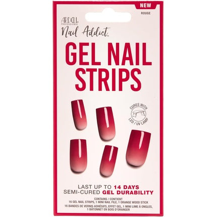 Ardell Nail Addict Semi-Cured Gel Nail Strips Rouge Red - Cures with UV/LED