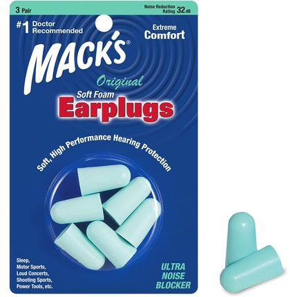 Mack's Original Soft Foam Earplugs 3 Pairs - Blister Pack