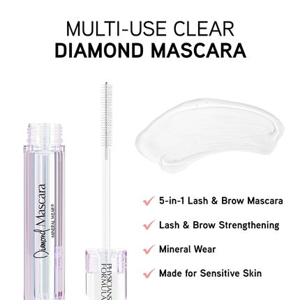 Physicians Formula Mineral Wear Diamond Mascara with Diamond Dust, Peptides, Mineral Powder and Nourishing Vitamin E Clear Diamond