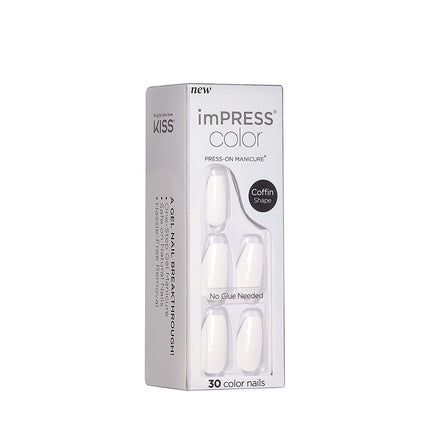 KISS imPRESS Color Press-On Nails Polish-Free Manicure Set Frosting 30 Fake Nails