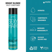 SexyHair Healthy Bright Blonde Violet Shampoo/Conditioner Helps Counteract Brassiness SLS and SLES Sulfate Free 10.1 fl oz