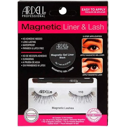 ARDELL Professional Magnetic Liner & Lash Original Style 110 with 1 Pair of Magnetic Eyelashes - Waterproof and Reusable with Real Hair