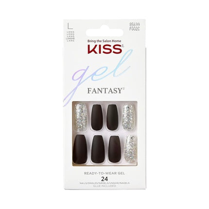 Kiss Gel Fantasy Collection Black/Sparkle Long Length
