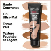 Revlon ColorStay Full Cover Longwear Matte Foundation Heat & Sweat Resistant Lightweight Face Makeup 30ml 220 Natural Beige