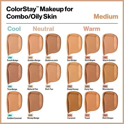 Revlon Colorstay Liquid Foundation Makeup for Combination/Oily Skin SPF 15 Medium-Full Coverage with Matte Finish 30ml 370 Toast