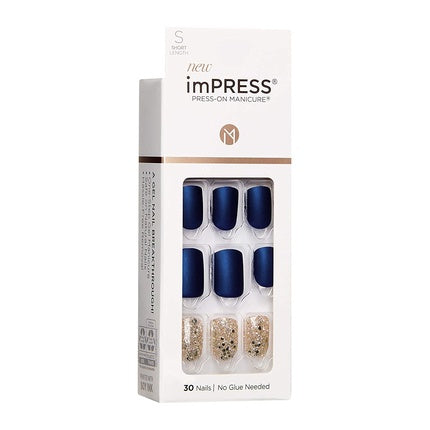 KISS imPRESS Press On Manicure Wannabe Star Short Square with PureFit Technology - 30 Fake Nails