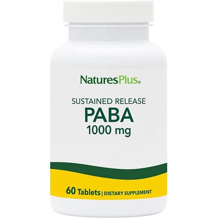 NaturesPlus PABA Sustained Release 1000mg Skin Health Support Supplement 60 Vegetarian Tablets