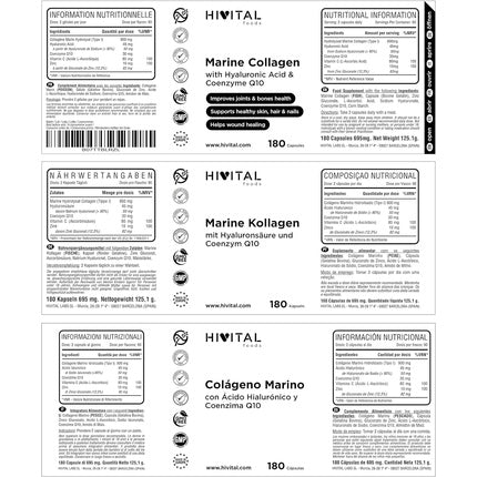 Collagen with Hyaluronic Acid, Coenzyme Q10, Vitamin C and Zinc 180 Capsules