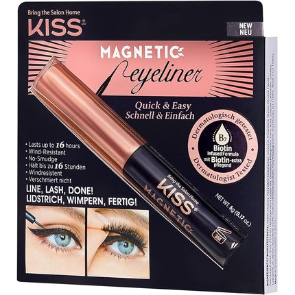 KISS Magnetic Lash Collection Magnetic Eyeliner Black Smudge Proof Biotin Infused with Precision Tip Brush