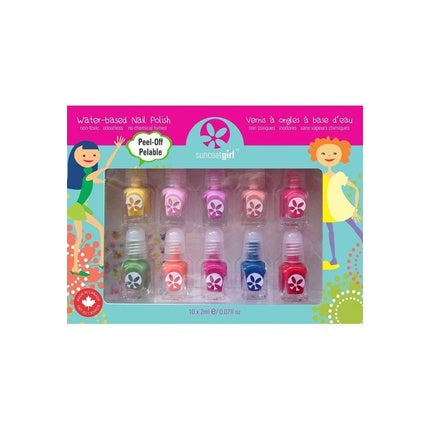 Non-Toxic Peelable Children's Nail Polish Set - Party Palette Multi Color