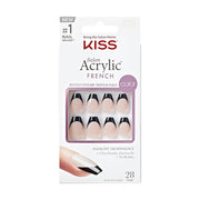 KISS Salon Acrylic French Press-On Nails Flame Dark Black Short Size Coffin Shape Includes 28 Nails 2G Glue 1 Manicure Stick 1 Mini File