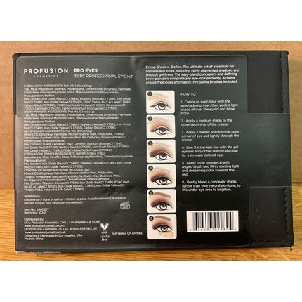 PROFUSION Pro Eyes 32 pc Professional Eye Kit - Eyeshadow, Brow Powder, Brushes