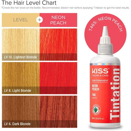 Kiss Tintation Semi-Permanent Hair Colour with Argan Oil and Aloe Vera - Neon Peach