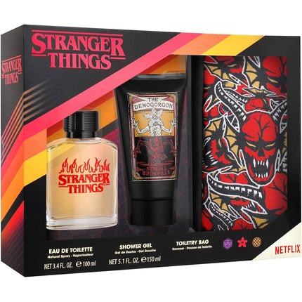 Netflix Stranger Things Gift Set Eau de Toilette 100ml Shower Gel 150ml Cosmetic Bag Powerful Masculine Fragrance Inspired by Netflix Series