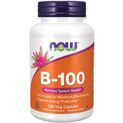 NOW Vitamin B-100 Energy Production and Nervous System Health 100 Veg Capsules
