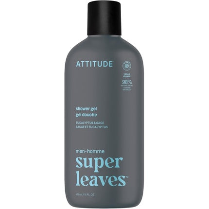 Attitude Shower Gel Body Wash for Men 98% Natural Origin Ingredients - Paraben Free