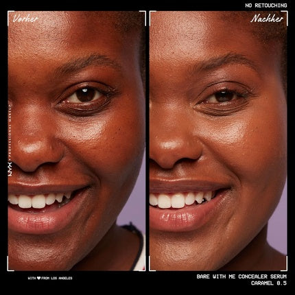 NYX Professional Makeup Covering Serum with Natural Finish and Medium Coverage Concealer for Imperfections, Dark Circles, and Redness Bare With Me Caramel 9.6ml