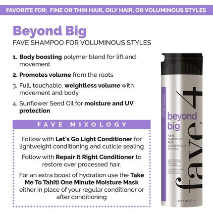 fave4 hair Beyond Big Volumizing Shampoo for Big Styles and Lightweight Volume 8.5 fl oz
