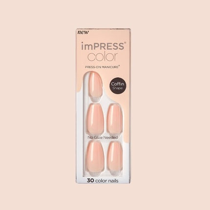 KISS Impress Color Press-On Nails One Step Gel Manicure Medium Coffin Bubble Kiss