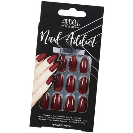 Ardell Nail Addict - Sip Of Wine | 24 Fake Nails In Dark Red With Glue
