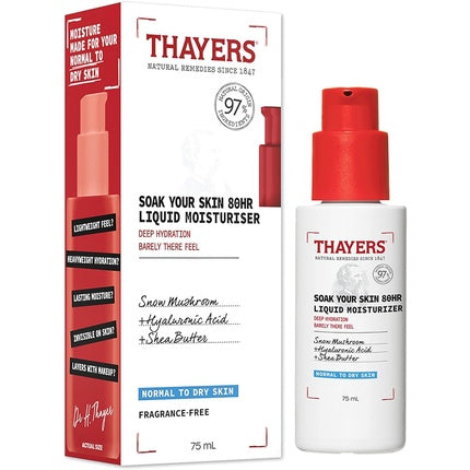 Thayers Soak Your Skin 80HR Liquid Moisturizer Face Moisturizer with Hyaluronic Acid and Snow Mushroom 75ml