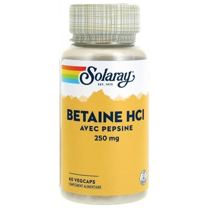 Solaray Betaine HCl with Pepsin 250mg 60 Vegetarian Capsules