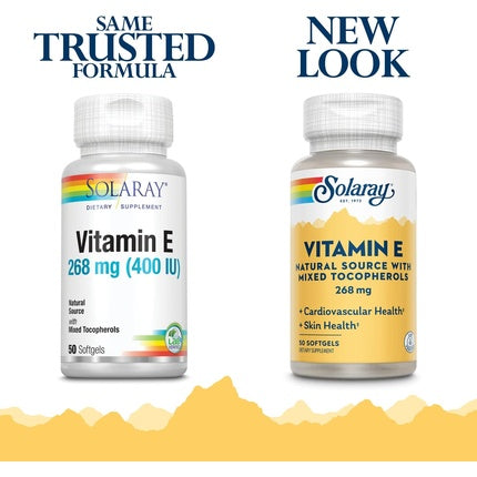 Solaray Vitamin E d-Alpha Tocopherol 268mg (400 IU) Heart and Skin Health Antioxidant Activity Support