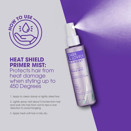 SoftSheen-Carson Dark and Lovely Blowout Heat Shield Hair Primer with Castor Oil for Curly Hair All Hair Types 4.4 fl oz