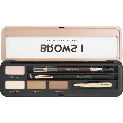 Profusion Cosmetics Eyebrow Pro Makeup Case Light Medium Multicolour