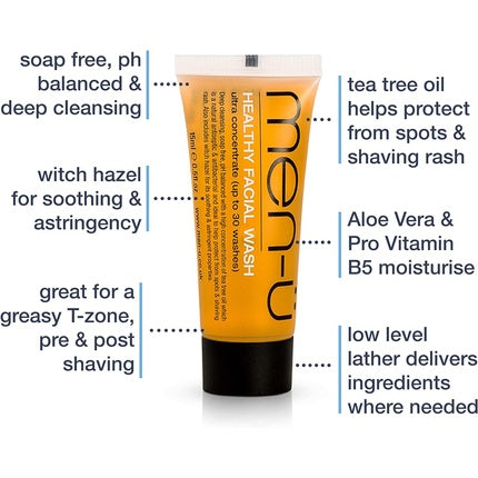 Men-u D-TOX Facial Essentials 3 Minute DTOX & Deep Cleanse with Healthy Facial Wash 15ml