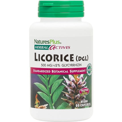 NaturesPlus Herbal Actives Licorice (DGL) Capsules 500mg 60 Vegan Supplements