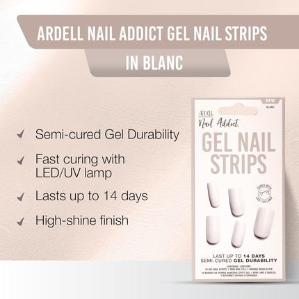 Ardell Nail Addict Semi-Cured Gel Nail Strips - Blanc, Long-Lasting Wear