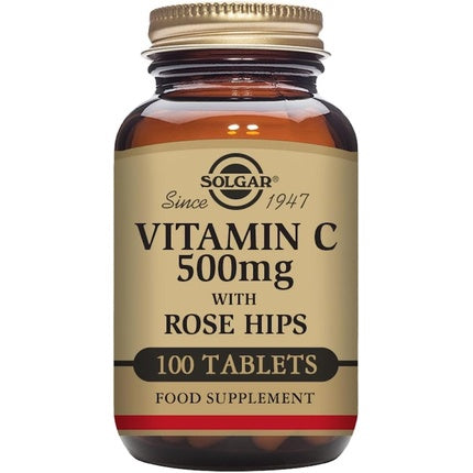 Solgar Vitamin C 500mg with Rose Hips Tablets - Healthy Immune System and Energy Levels - Antioxidant - Supports Collagen Formation - Vegan, Gluten Free and Kosher