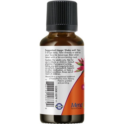 NOW Liquid D-3 & MK-7 Supplement with 2,500 IU Vitamin D-3 & 100 mcg Vitamin K-2 per 5 drops 1oz