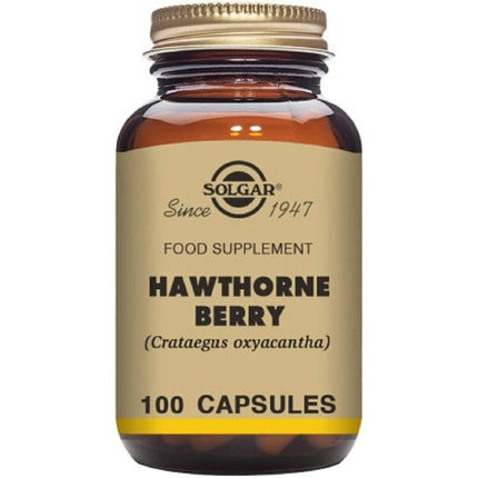 Solgar Hawthorne Berry Vegetable Capsules Powdered Extract 100 Capsules - Vegan, Vegetarian, Kosher