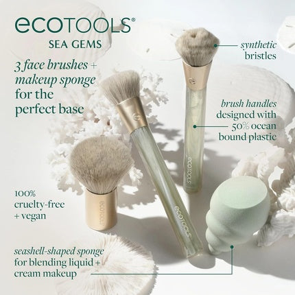 Ecotools Sea Gems Face Makeup Brush & Sponge Kit - 4 Piece Set