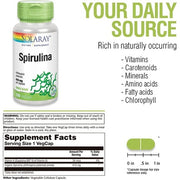 SOLARAY Spirulina 410mg Algae Superfood Supports Energy Vitality and Overall Health 100ct