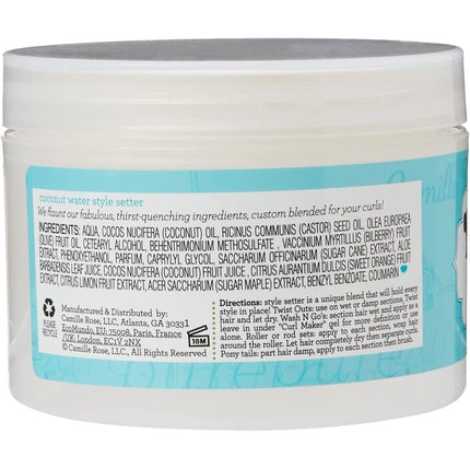 Camille Rose Coconut Water Style Setter 240ml Tropical Cream Hair Gel for Coily, Curly, Wavy Hair