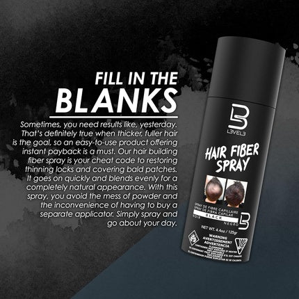 L3 Black Hair Fiber Spray Level 3 for Bald Spots and Thinning
