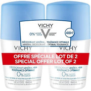 Vichy 48hr Mineral Deodorant Optimal Tolerance Roll-On 50ml - Pack of 2