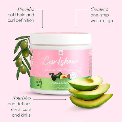 Ors Olive Oil Curlshow Leave-In Conditioner Gel Infused with Collagen and Avocado